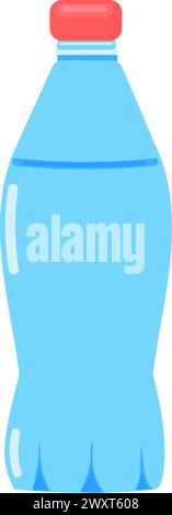 Plastic bottle with cool refreshing water. Water container for active sports. Summer vacation icon. Simple flat cartoon vector isolated on white backg Stock Vector