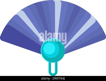 Folding hand fan for cool body airflow. Fan asian paper accessory. Summer vacation icon. Simple flat cartoon vector isolated on white background Stock Vector