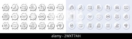 Yummy smile, Innovation and Food delivery line icons. For web app, printing. Line icons. Vector Stock Vector