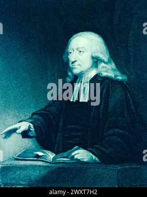 Portrait of English cleric and theologian John Wesley, engraving after a painting by J. Jackson 18th century Stock Photo