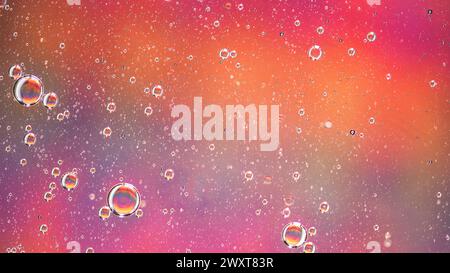 Abstract colorful background with oil on water surface. Oil drops in water abstract psychedelic. abstract image. Stock Photo