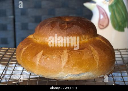 fresh  home  made bread cottage core  traditional  cottage loaf Stock Photo