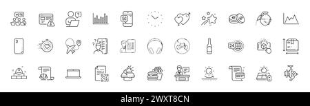 Job interview, Time and Augmented reality line icons. For web app, printing. Line icons. Vector Stock Vector