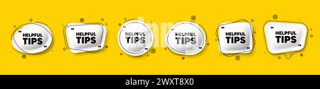 Helpful tips symbol. Education faq sign. Speech bubble 3d icons set. Vector Stock Vector