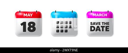 18th day of the month icon. Event schedule date. Calendar save the date 3d icon. Vector Stock Vector