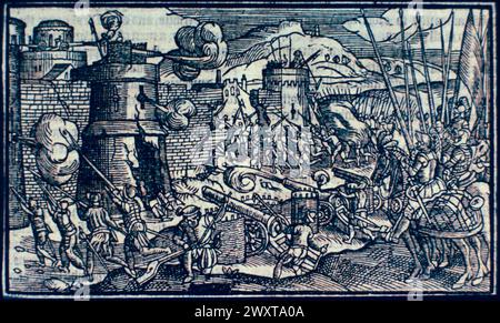 Siege of medieval fortress Stock Photo - Alamy