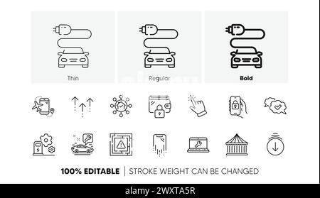 Wallet, Maze attention and Cursor line icons. For web app, printing. Line icons. Vector Stock Vector