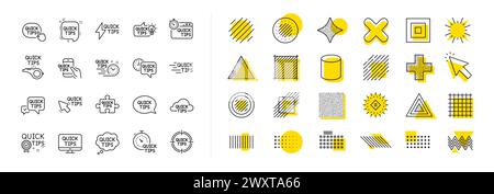 Quick tips line icons. Set of Helpful tricks, Solution and Quickstart guide. Design elements. Vector Stock Vector