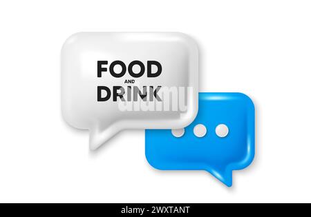 Food and Drink tag. Kitchen food offer. Chat speech bubble 3d icon. Vector Stock Vector