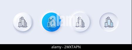 Skyscraper buildings line icon. City architecture sign. Town. Line icons. Vector Stock Vector