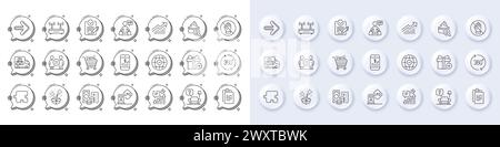 Gas station, Rfp and Equality line icons. For web app, printing. Line icons. Vector Stock Vector