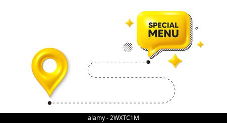 Special menu tag. Kitchen food offer. Road journey position 3d pin. Vector Stock Vector