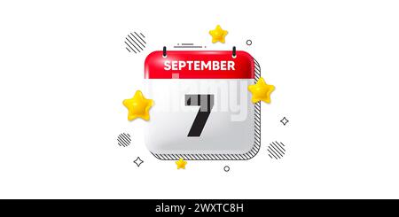 7th day of the month icon. Event schedule date. Calendar date of September 3d icon. Vector Stock Vector