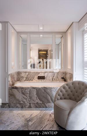 Luxury bathroom in modern townhouse, Chelsea, West London, UK Stock Photo