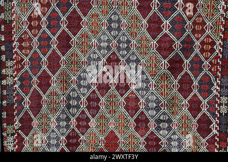 Textures and patterns in color from woven carpets. Stock Photo