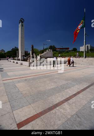 The Carnation Revolution monument in King Edward VII park in Lisbon. Stock Photo