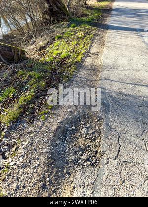 Pothole on a German road Stock Photo