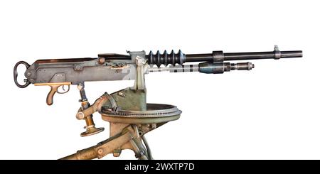 Ancient heavy machine gun isolated on a white background Stock Photo
