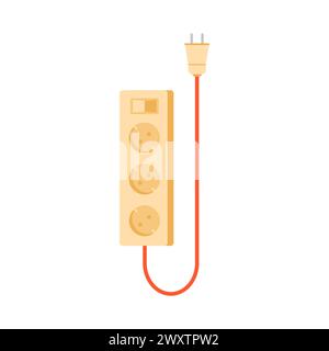 Electricity extension cord. Electrician tools, electrician supplies flat vector illustration Stock Vector