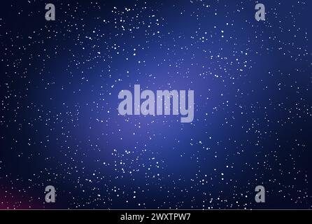 Starry night sky and galaxy glow, nebula in cosmos,  outer space background, vector Stock Vector