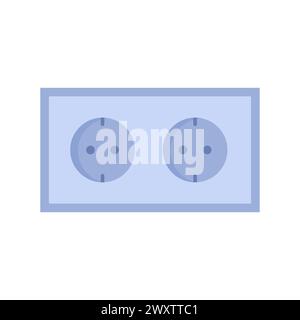 Double electricity socket. Electrician tools, electrician supplies flat vector illustration Stock Vector