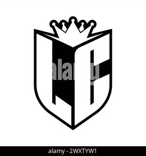 LC Letter bold monogram with shield shape and sharp crown inside shield ...
