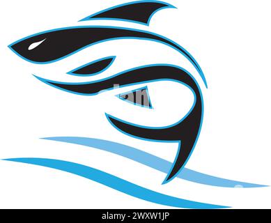 Fish logo template. Creative vector symbol of fishing club or online Stock Vector