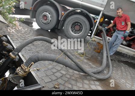 Refuelling at a service station on the outskirts of Milan (Italy) Stock Photo