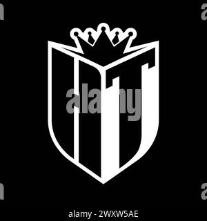 HT Letter bold monogram with shield shape and sharp crown inside shield ...