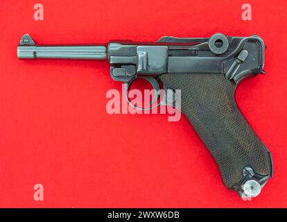 Parabellum 9mm pistol, Presents to Josip Bros Tito, Museum of Yugoslavia, Belgrade, Serbia Stock Photo