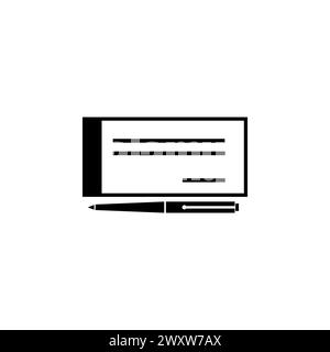 Business Visit Card with Fountain Pen flat vector icon. Simple solid symbol isolated on white background Stock Vector