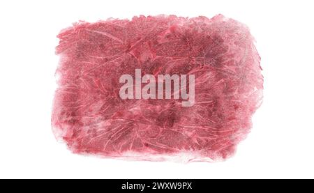 Red abstract texture. Blood color watercolor geometric stain. Wine paint stroke with wash. Brushed background. Aquarelle splash. Flame, fire. Stock Photo