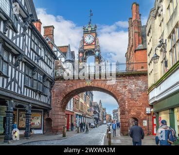 The Eastgate Clock on Eastgate Street, Chester, Cheshire, England, UK Stock Photo