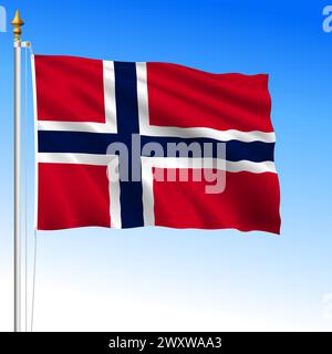 Norway official national waving flag, european country, vector illustration Stock Vector