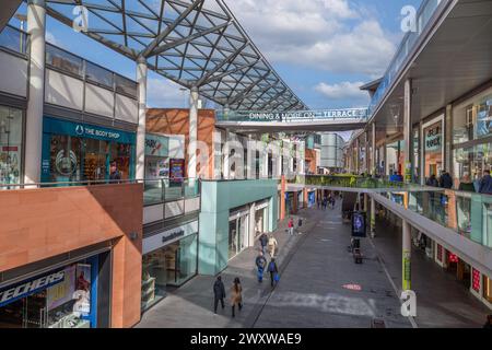 Stores in the Liverpool One shopping centre, Liverpool, Merseyside, England, UK Stock Photo