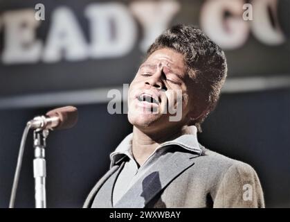JAMES BROWN (1933-2006)  American Soul singer on Ready, Steady, Go ! in 1966. Photo: Tony Gale Stock Photo