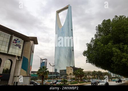 Riyadh, Saudi Arabia - April 1 2024, Kingdom Tower Al Mamlaka business , King Fahd road Stock Photo