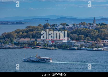 View of Topkapi Palace, cityscape of Istanbul from Galata Tower, Turkey Stock Photo