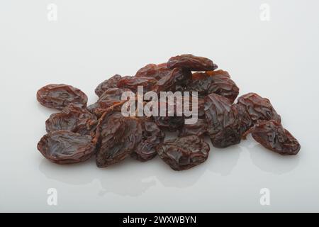 Muscatel raisins. Also known as Moscatel raisins. dried grapes. Sweet fruit. Stock Photo