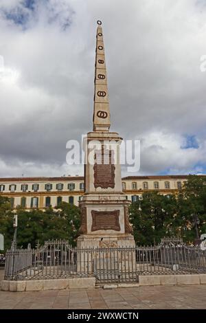 Obelisk in memory of General Torrijos, Plaza de la Merced, Malaga Stock Photo