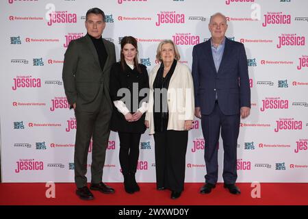 (Left nto right) Rufus Sewell, Shirley Henderson, Anne Reid and David Schaal arriving at the London premiere of The Trouble with Jessica, at the Vue West End in Leicester Square, London. Picture date: Tuesday April 2, 2024. Stock Photo