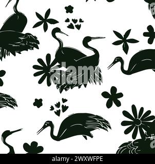 Seamless pattern with flowers and leaves and cute bunnies. Vector file for designs. Stock Vector