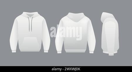 Blank white hoodie template. Long sleeve sweatshirts template with clipping path, gosh for printing Stock Vector