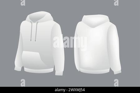 Blank white hoodie template. Long sleeve sweatshirts template with clipping path, gosh for printing Stock Vector