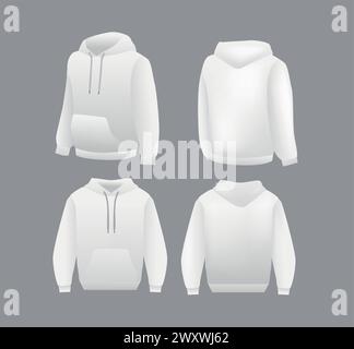 Blank white hoodie template. Long sleeve sweatshirts template with clipping path, gosh for printing Stock Vector