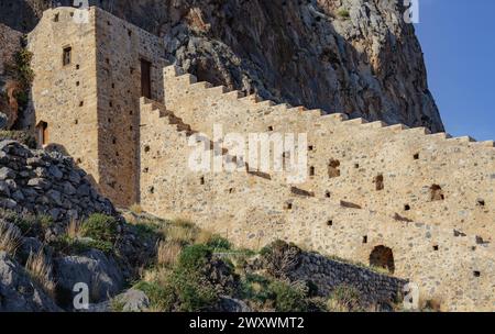 Part of the medieval wall - Monemvasia castle city Stock Photo