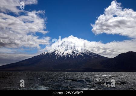 Osorno Volcano from Lago Todos los Santos in Los Lagos (Lake District) of Chile, South America Stock Photo