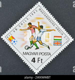 Cancelled postage stamp printed by Hungary, that promotes  FIFA World Cup 1982 - Spain, circa 1982. Stock Photo