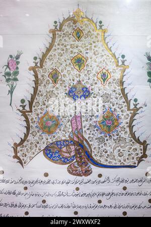 Ferman, imperial edict of sultan Selim III, 1799, Sakip Sabanci Museum, Istanbul, Turkey Stock Photo