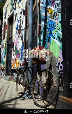 Bicycle in an alley in Valparaiso, Chile, South America Stock Photo